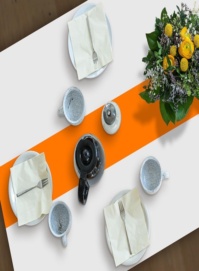 Oudain 3 Pcs Disposable Plastic Tablecloths 54" x 108" for Rectangle Tables Cloths Waterproof Table Cover for Baby Shower Wedding Birthdays Graduation Decoration (Orange,White) - Image 5