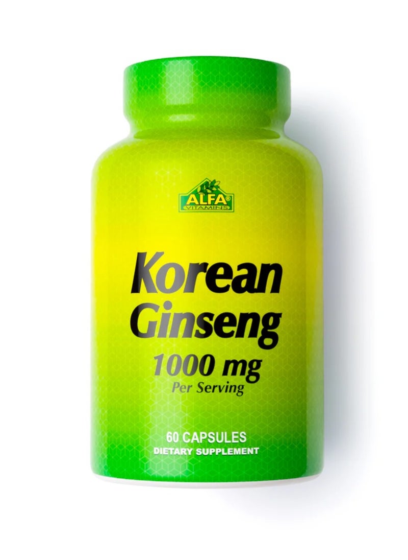 alfa vitamins Korean Ginseng 1000 mg - 60 capsules  - Image 1