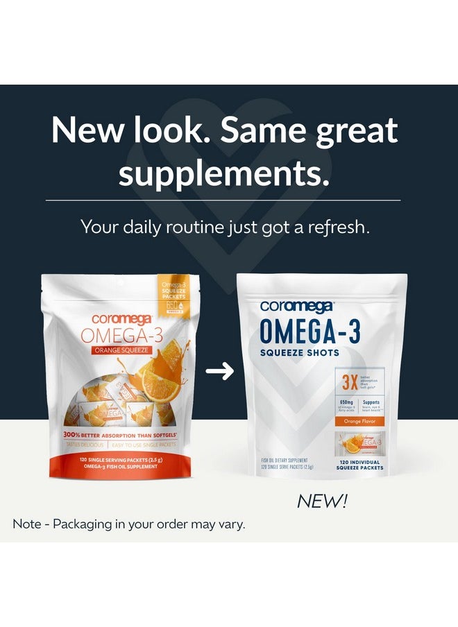 Coromega Omega 3 Fish Oil Supplement 650Mg Of Omega3S With 3X Better Absorption Than Softgels Orange Flavor 120 Single Serve Squeeze Packets  - Image 5