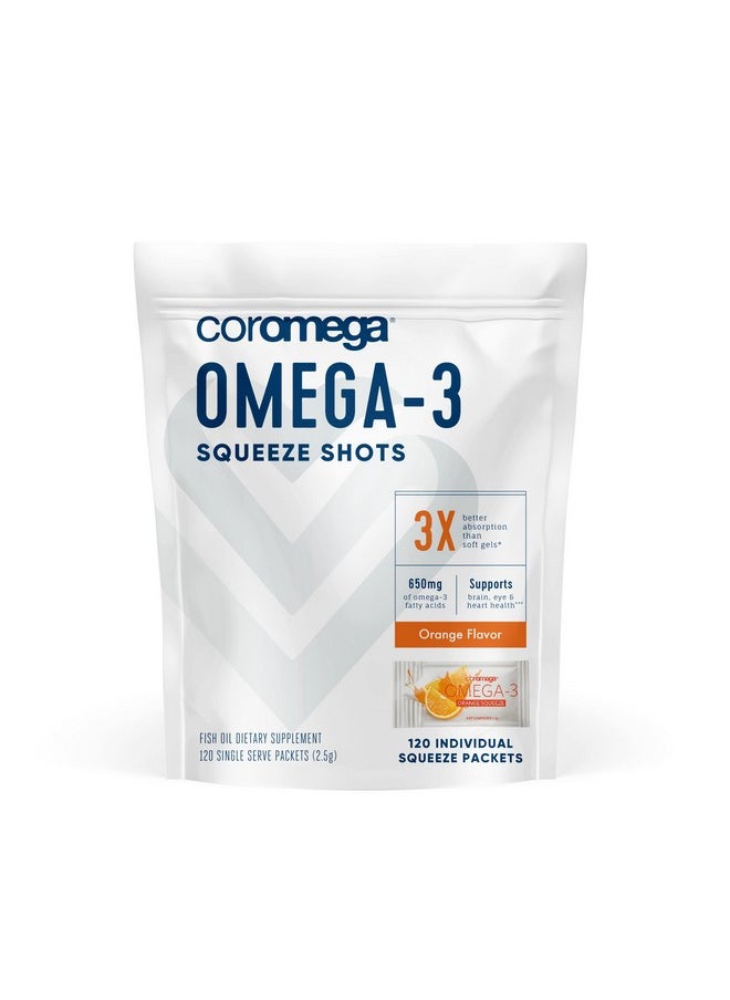 Coromega Omega 3 Fish Oil Supplement 650Mg Of Omega3S With 3X Better Absorption Than Softgels Orange Flavor 120 Single Serve Squeeze Packets  - Image 2