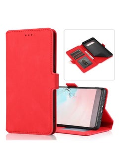Case Cover For Samsung Galaxy S10 Plus Retro Magnetic Closing Clasp Horizontal Flip Leather Case with Holder & Card Slots & Photo Frame & Wallet Red