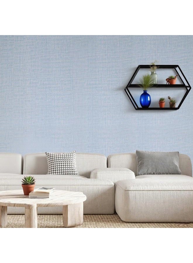 Yancorp Textured Fabric Grasscloth Peel and Stick Wallpaper Blue Contact Paper - 15.7"x120" Faux Grasscloth Peel & Stick - Light Blue - Image 4