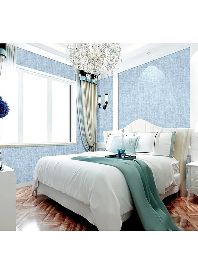 Yancorp Textured Fabric Grasscloth Peel and Stick Wallpaper Blue Contact Paper - 15.7"x120" Faux Grasscloth Peel & Stick - Light Blue - Image 5