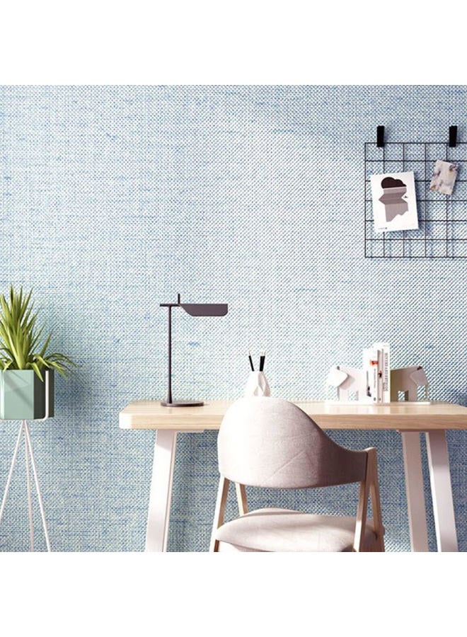 Yancorp Textured Fabric Grasscloth Peel and Stick Wallpaper Blue Contact Paper - 15.7"x120" Faux Grasscloth Peel & Stick - Light Blue - Image 2