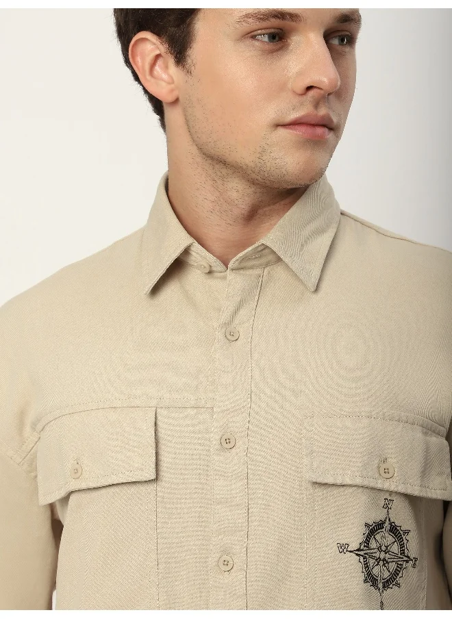 بيونغ Off White Embroidered Pocket Shirt