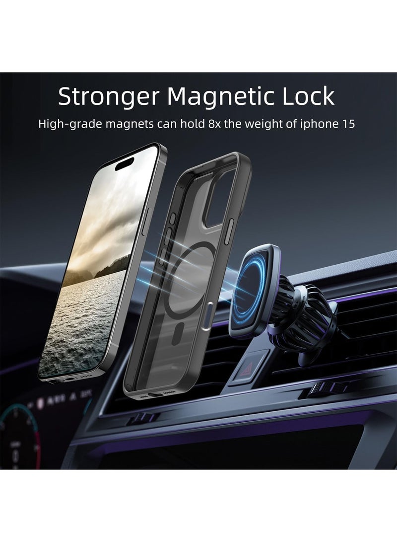 Wtech Apple iPhone 16 Plus 2024 Hard Silicone Hybrid Translucent Slim Stylish Magnetic Magsafe Case Cover - Black - Image 3