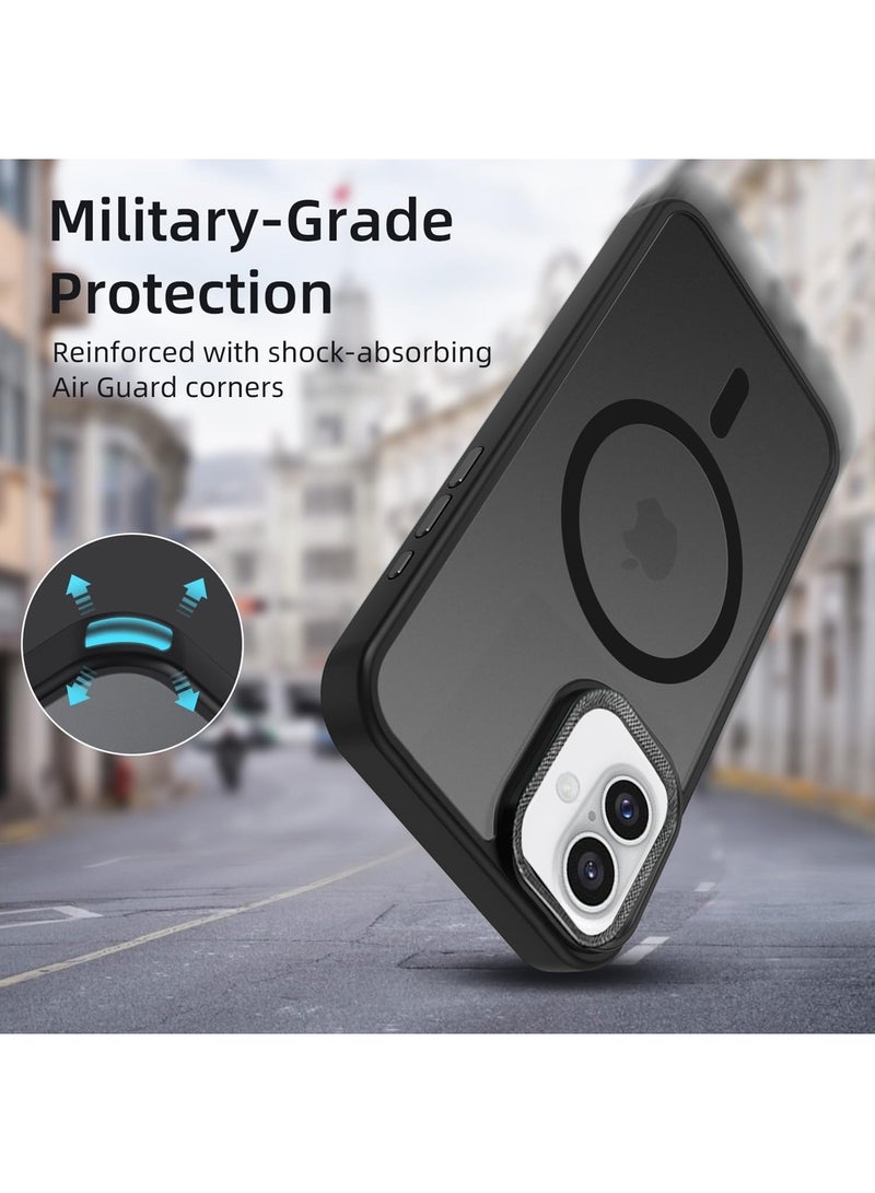 Wtech Apple iPhone 16 Plus 2024 Hard Silicone Hybrid Translucent Slim Stylish Magnetic Magsafe Case Cover - Black - Image 4