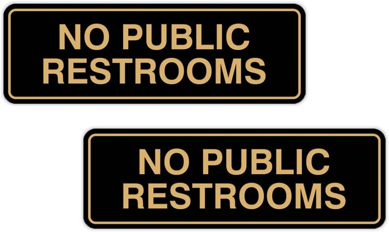 All Quality Standard No Public Restroom Wall or Door Sign | Bathroom Signage - Black/Gold - Large(2 Pack) - Image 1