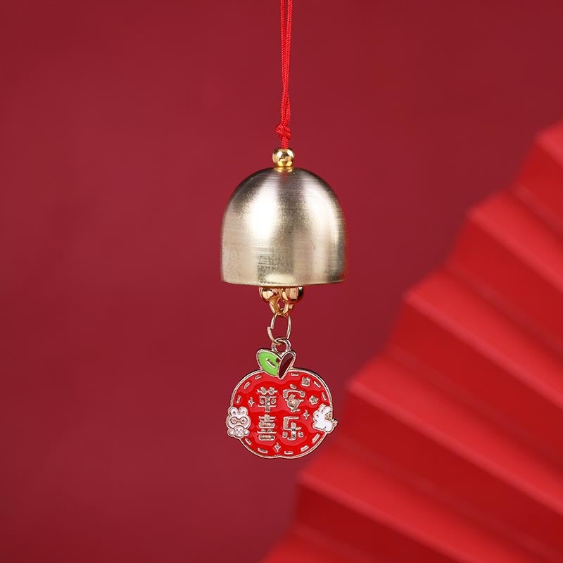 Generic Alloy Wind Chimes Chinese Red Inspirational Text Gift Ping An Joy 