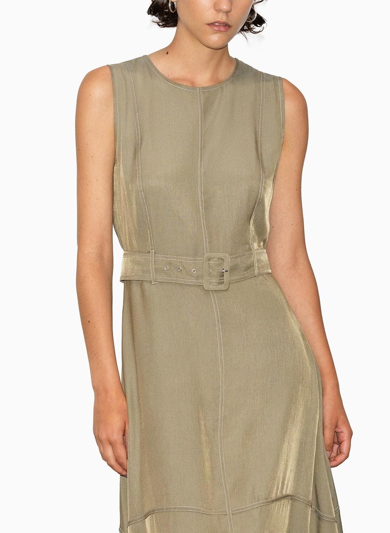 French Connection Celina Cupro Sleeveless Cargo Dress - Image 3