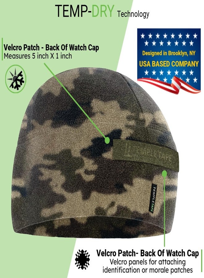 Temple Tape Tactical Beanie Hat - Front & Back Patch Panel - Multi Season Military Hats for Men - Mens Patch Army Beanies - 2 Pack Includes Black & Camo - One Size - Image 3