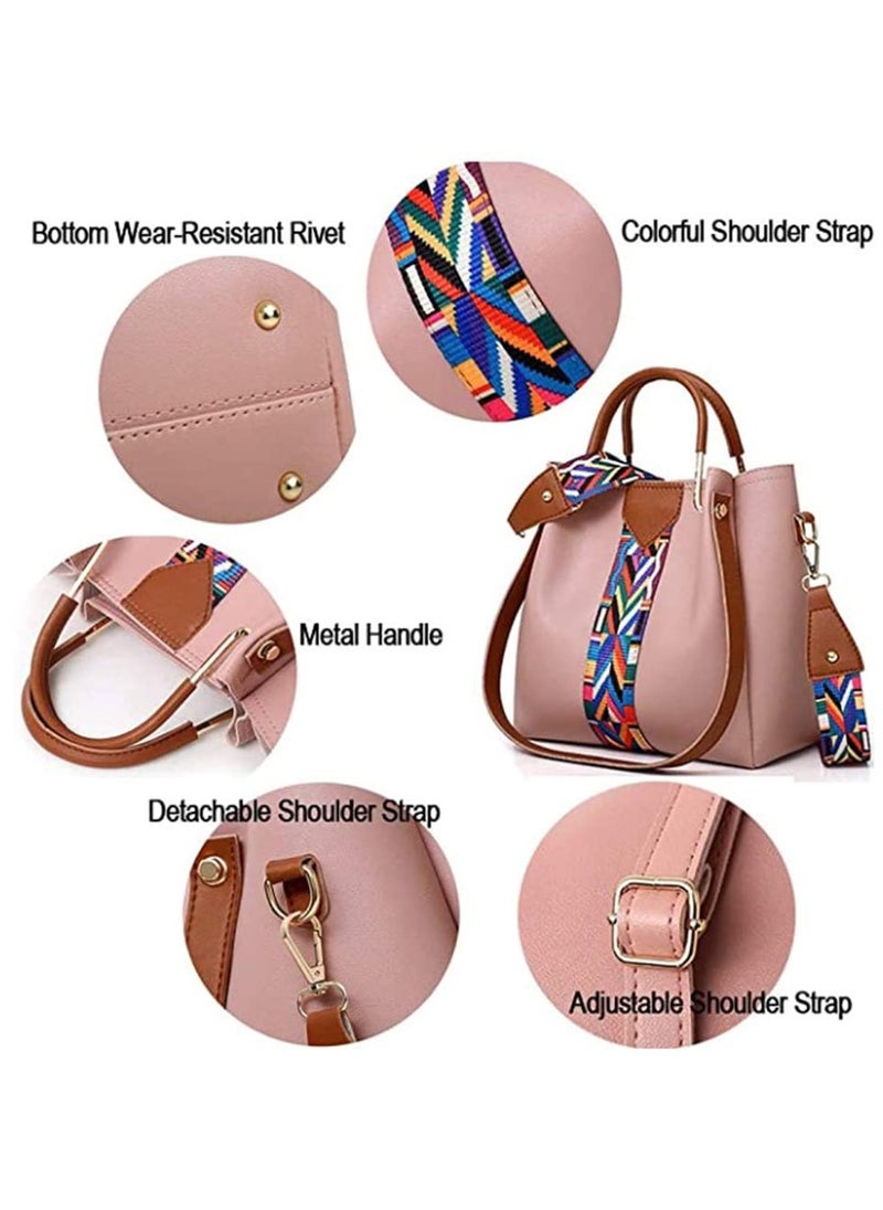 HomarKet - 4 Pack Women Handbag Set, Soft PU Leather Top Handle Bags Set, Tote Bag, Shoulder Bags Crossbody Bag Wallet Purse - Image 1