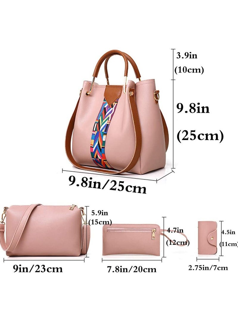 HomarKet - 4 Pack Women Handbag Set, Soft PU Leather Top Handle Bags Set, Tote Bag, Shoulder Bags Crossbody Bag Wallet Purse - Image 1