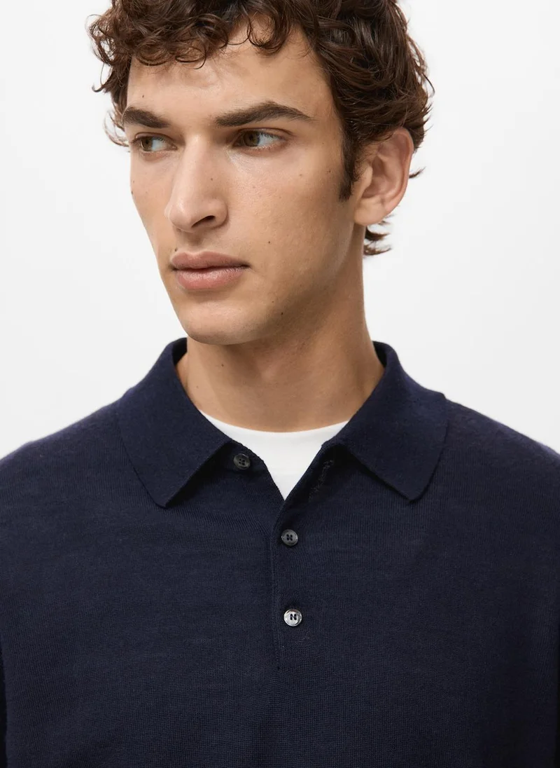 Mango Man  100% merino wool polo sweater for Men | Best Price UAE