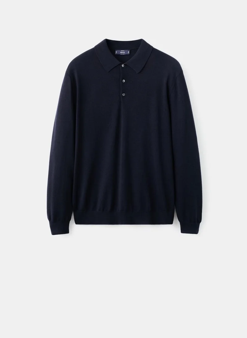 Mango Man  100% merino wool polo sweater for Men | Best Price UAE