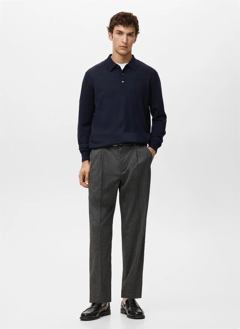 Mango Man  100% merino wool polo sweater for Men | Best Price UAE