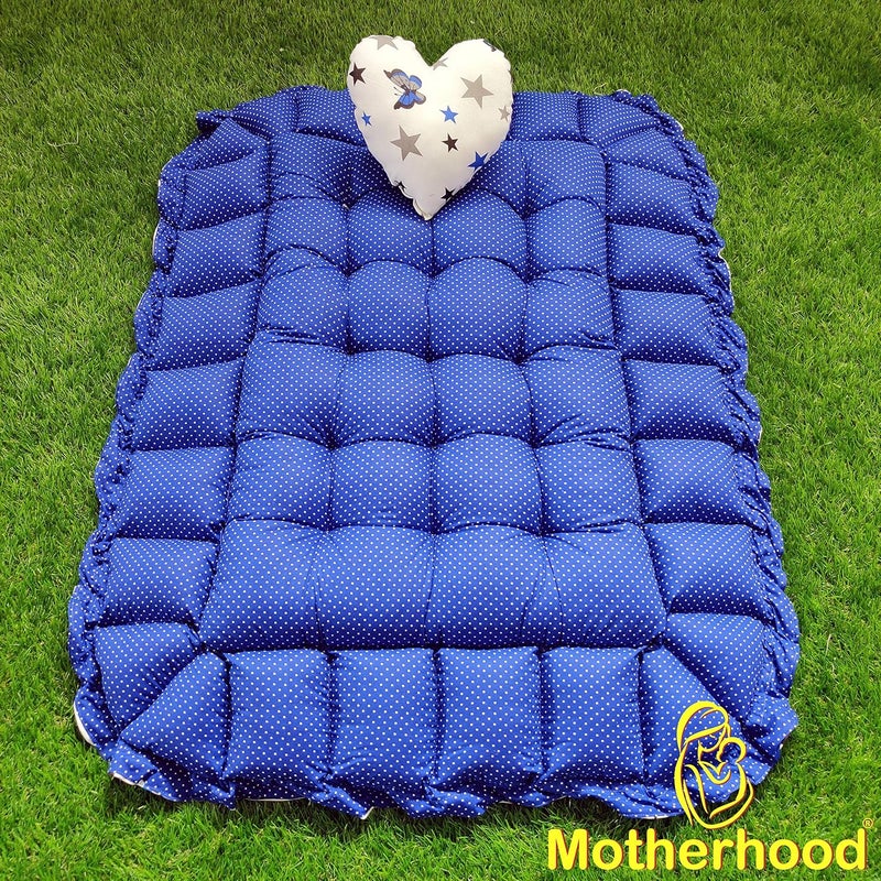 MOTHERHOOD MOTHERHOOD Rectangle Baby Tub Bed and 1 pc Pillow Luxury Mattress Bed Sleeper Bedding Set Safe Cotton Fabric with RFilled UltraSoft Comfortable for Newborn to Toddlers Blue - Image 4