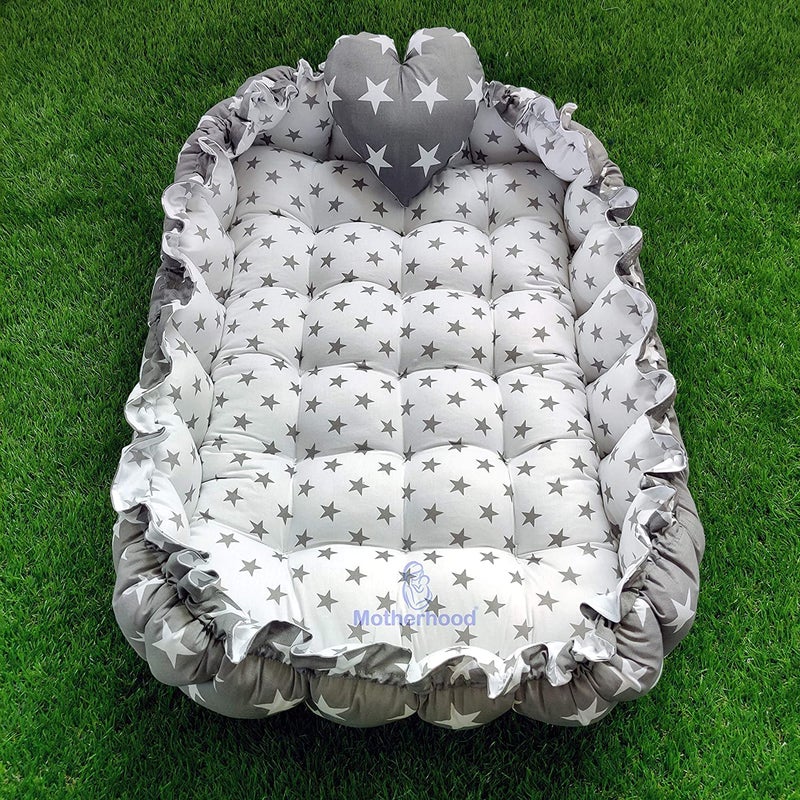 MOTHERHOOD MOTHERHOOD Rectangle Baby Tub Bed and 1 pc Pillow Luxury Mattress Bed Sleeper Bedding Set Safe Cotton Fabric with RFilled UltraSoft Comfortable for Newborn to Toddlers Blue - Image 3