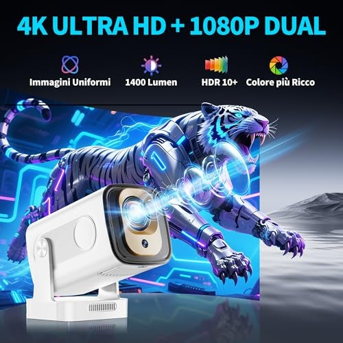 Nonete Projector [Auto Focus & Native 1080P & Built-in Apps] Mini Portable Projector 1080P, 4K Full HD with WiFi 6 & Bluetooth 5.4, Auto Focus & Keystone, 270° Rotatable, Compatible with Phone/HDMI/USB,White - Image 5