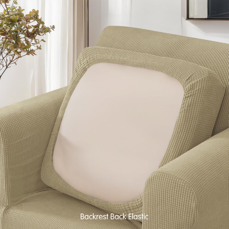 SUBRTEX 3 Pieces Stretch Sofa Slipcover Sets Couch Cover Sets Backrest Cushion Covers Furniture Protector Collection Set for Oversize Sofa Loveseat Chair Slip Covers(Small  Sand) - Image 5