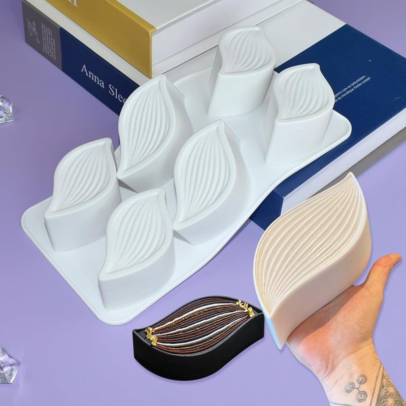 mostsom 3D Silicone Mousse Mold Wave Leaf Shape Mould for Baking Premium Nonstick Chocolate, Cake, Candy, Brownie, French Dessert, Pastry, Ice Cream Molds (A_ Wave Leaf) - Image 1