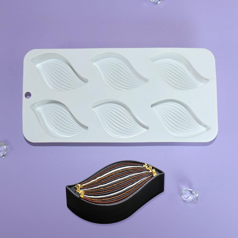mostsom 3D Silicone Mousse Mold Wave Leaf Shape Mould for Baking Premium Nonstick Chocolate, Cake, Candy, Brownie, French Dessert, Pastry, Ice Cream Molds (A_ Wave Leaf) - Image 4