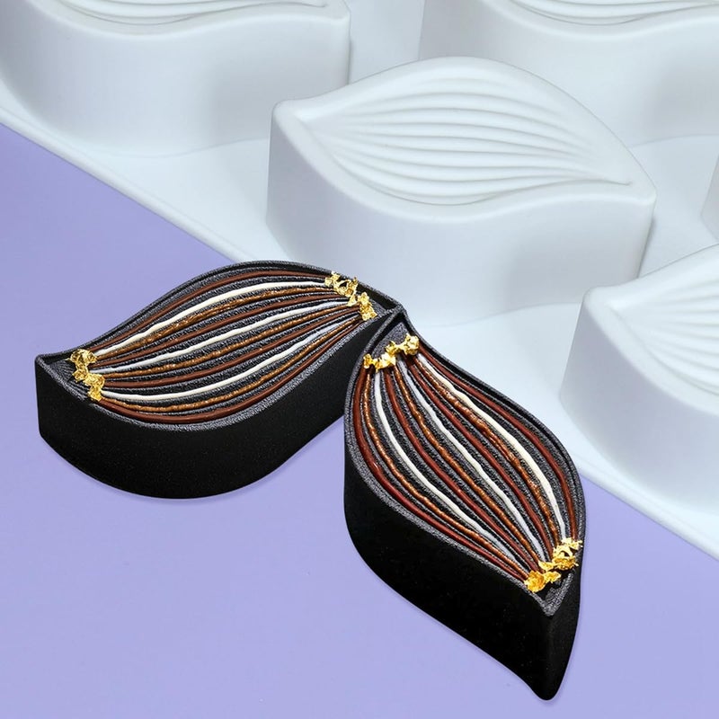 mostsom 3D Silicone Mousse Mold Wave Leaf Shape Mould for Baking Premium Nonstick Chocolate, Cake, Candy, Brownie, French Dessert, Pastry, Ice Cream Molds (A_ Wave Leaf) - Image 3