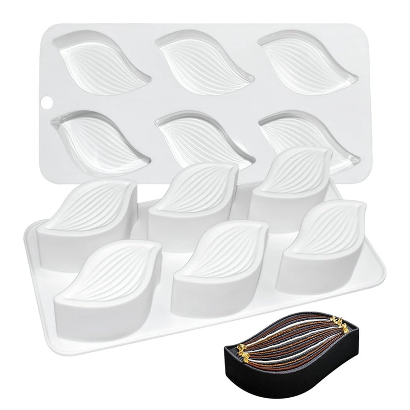 mostsom 3D Silicone Mousse Mold Wave Leaf Shape Mould for Baking Premium Nonstick Chocolate, Cake, Candy, Brownie, French Dessert, Pastry, Ice Cream Molds (A_ Wave Leaf) - Image 5