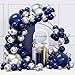 YMSZ Blue and Silver Balloons Arch Garland Kit 134pcs Navy Blue and Silver Balloons with Different Size for Birthday Party Baby Shower Graduation Class of 2025 Prom Decorations - Image 3