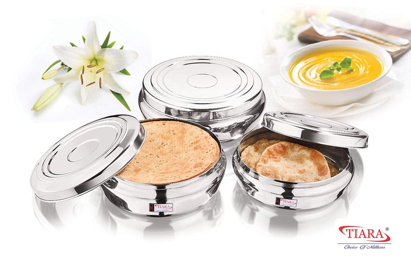 TIARA - JUPITOR Stainless Steel Belly Shape Puri Dabba Storage Containers - MEDIUM (No.10,No.11,No.12) - Image 3