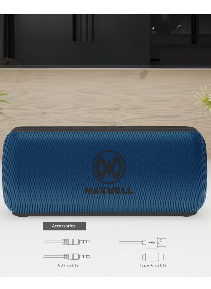 Maxwell Electronics Maxwell Maxbeat 60W Bluetooth Speaker - Portable HiFi, IPX6 Water Resistant, 12H Playtime, Deep Bass, Bluetooth 5.3, Type-C Fast Charging Speaker (Blue)  - Image 3