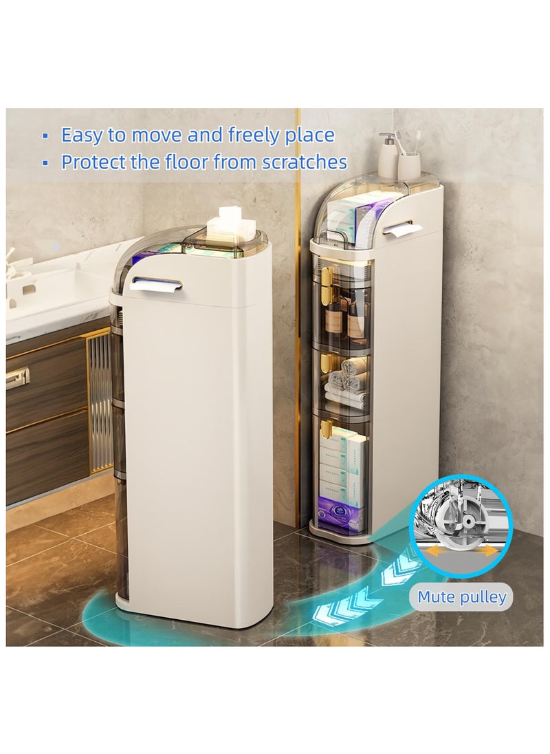 Anmi 3-Tiers Slim Bathroom Storage Cabinet, Narrow Bathroom Cabinet, Plastic Waterproof Bathroom Storage Organizer for Small Spaces  - Image 4