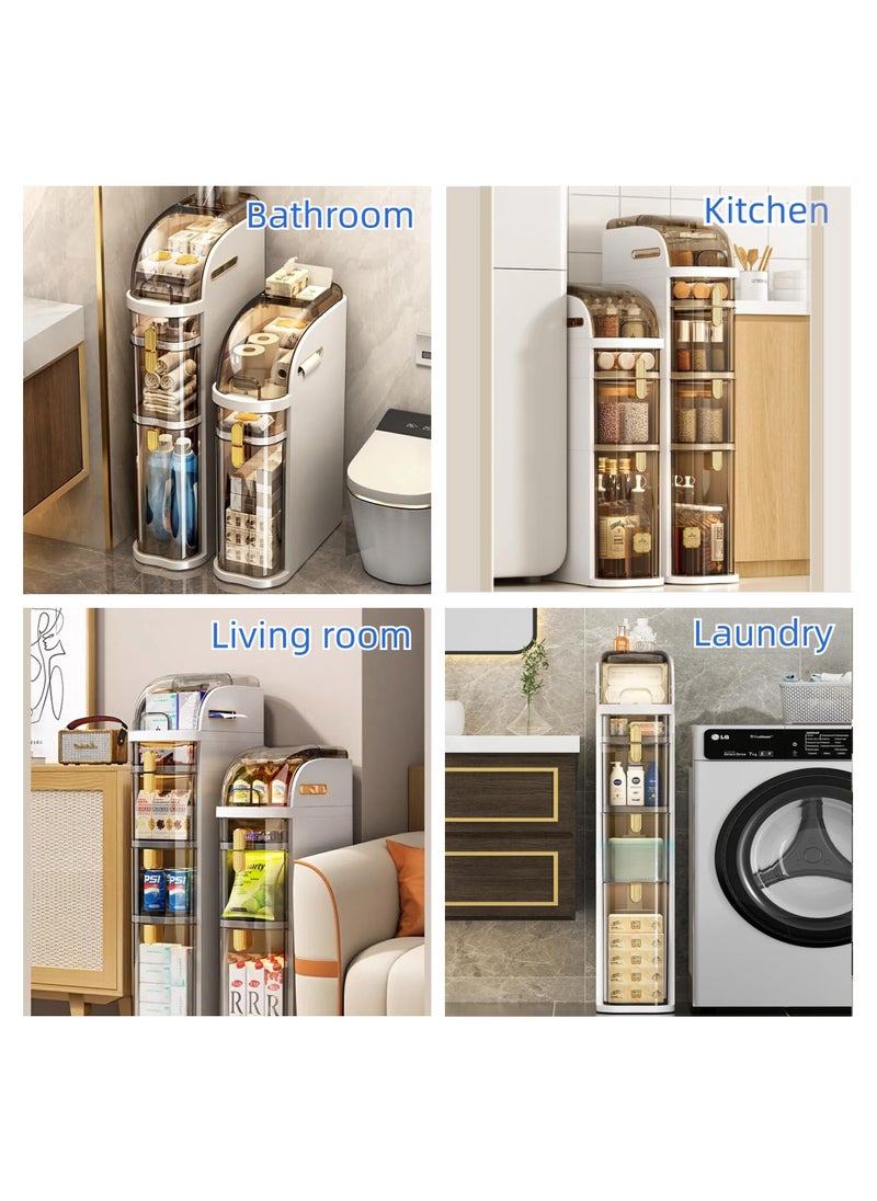 Anmi 3-Tiers Slim Bathroom Storage Cabinet, Narrow Bathroom Cabinet, Plastic Waterproof Bathroom Storage Organizer for Small Spaces  - Image 5