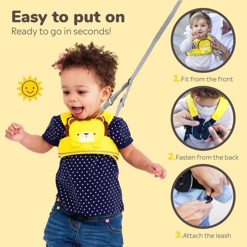 Trunki Toddler Leash - Fuss Free Toddler Walking Reins & Kids Safety Harness | Baby Leash for Kids - Leeroy Lion (Yellow) - Image 5