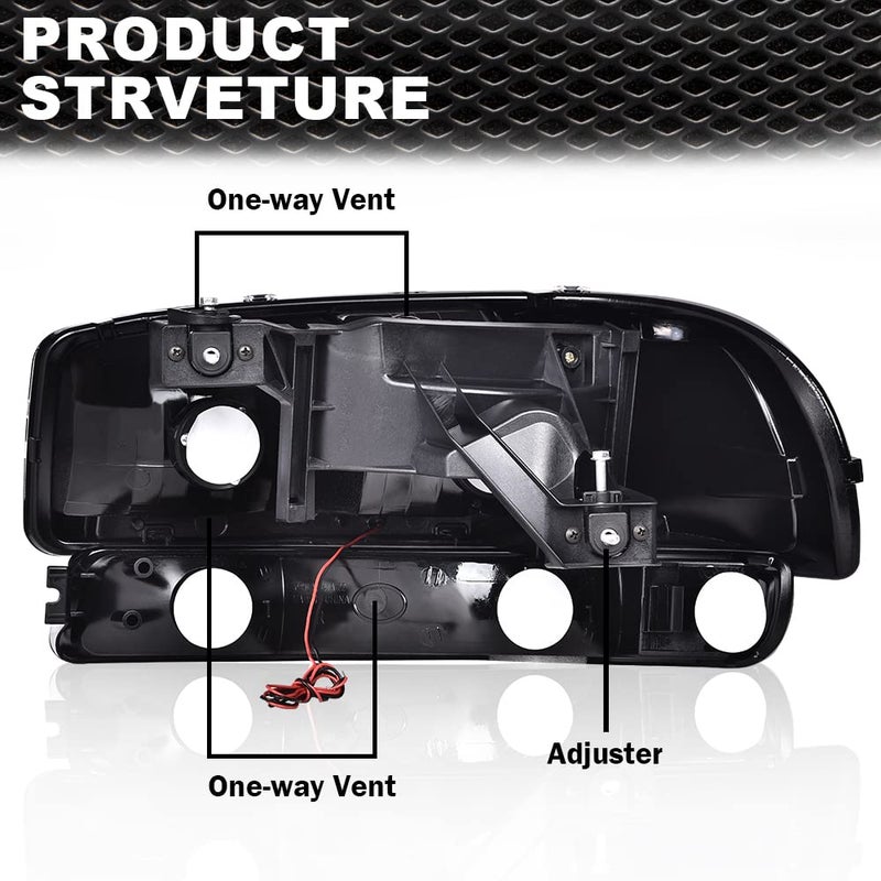 CNNELL LED Headlights Compatible with GMC 1999-2007 Sierra 1500/Yukon, 2001-2007 Sierra 1500 HD/2500 HD/3500 w/Bumper Signal Lamps(Smoky lens Black Housing Clear Reflector) - Image 3