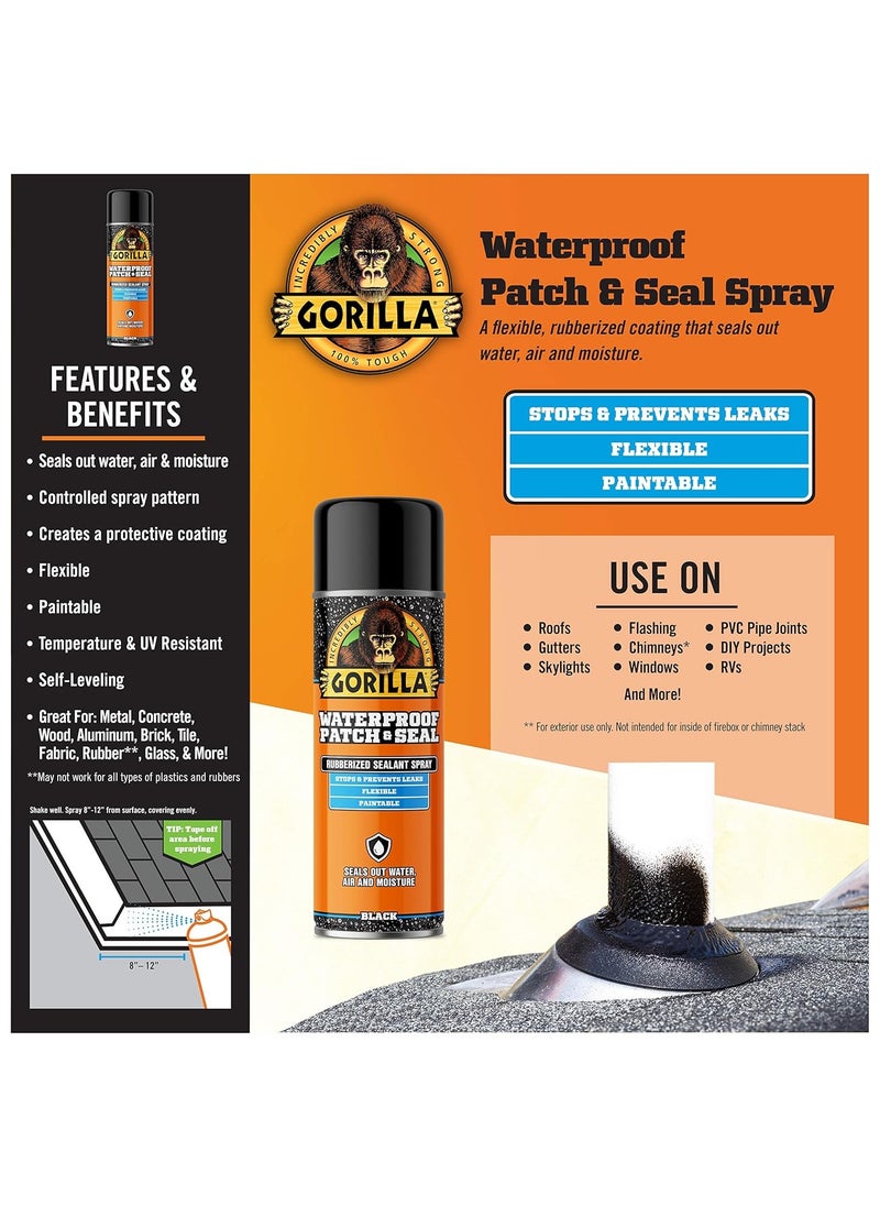 Rubberized Waterproof Patch & Seal Spray Black 453 G