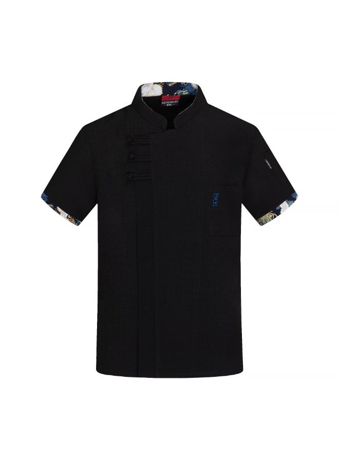 NIBEMINENT Breathable Chef Uniform Short Sleeve Summer Kitchen Kitchen Canteen Restaurant Restaurant Work Wear Men and Women Chef Overalls - Image 1