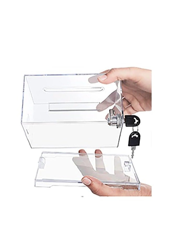 Terabyte Acrylic donation and locked ballot box (6.25" x 4.5" x 4") - Clear - Image 1