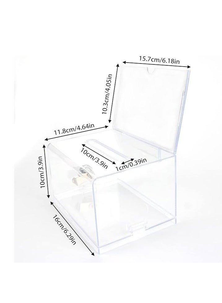 Terabyte Acrylic donation and locked ballot box (6.25" x 4.5" x 4") - Clear - Image 3