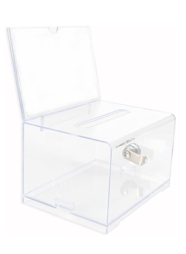 Terabyte Acrylic donation and locked ballot box (6.25" x 4.5" x 4") - Clear - Image 4