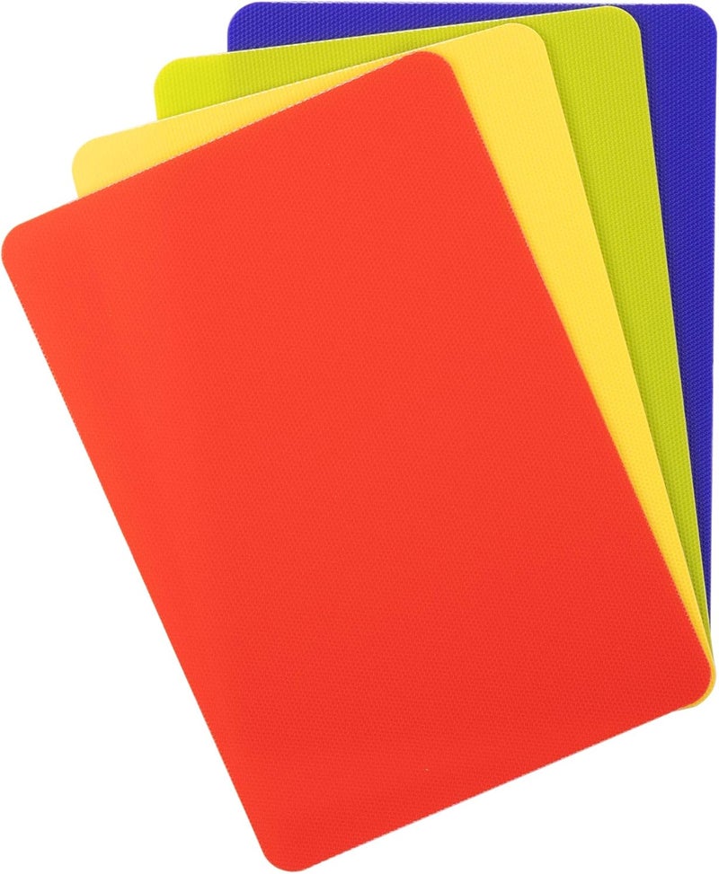 Dexas Heavy Duty Cutting Board Grippmat, Flexible Cutting Boards for Kitchen, Set of 4, Non Slip Plastic Board Cutting Mat Small Size 5.5 x 8, Blue, Green, Yellow, Red Set, Kitchen Gadgets - Image 1