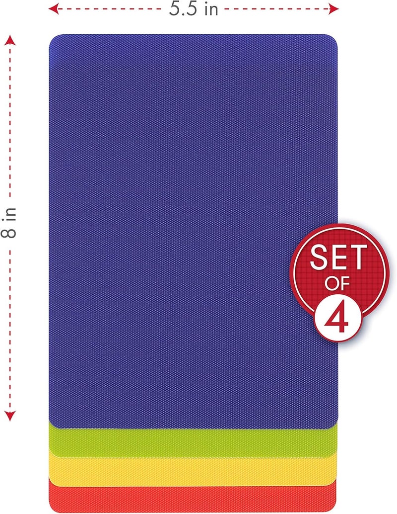 Dexas Heavy Duty Cutting Board Grippmat, Flexible Cutting Boards for Kitchen, Set of 4, Non Slip Plastic Board Cutting Mat Small Size 5.5 x 8, Blue, Green, Yellow, Red Set, Kitchen Gadgets - Image 3