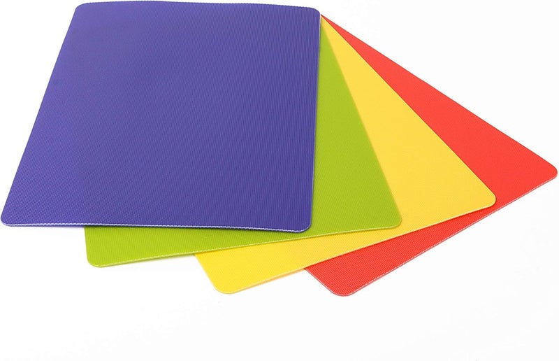 Dexas Heavy Duty Cutting Board Grippmat, Flexible Cutting Boards for Kitchen, Set of 4, Non Slip Plastic Board Cutting Mat Small Size 5.5 x 8, Blue, Green, Yellow, Red Set, Kitchen Gadgets - Image 4
