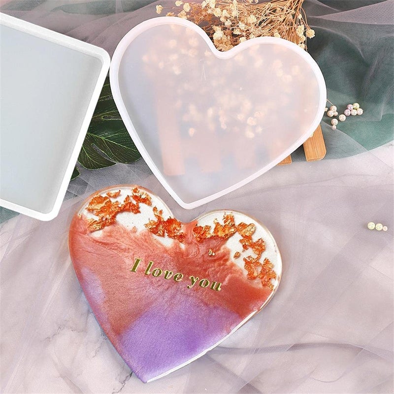 Snoogg SNOOGG® DIY Coaster 4 Inch Heart Shape Silicone Mold for Epoxy Mold Multipurpose for Resin Art and Craft Casting and More ..Pack of 2  - Image 4