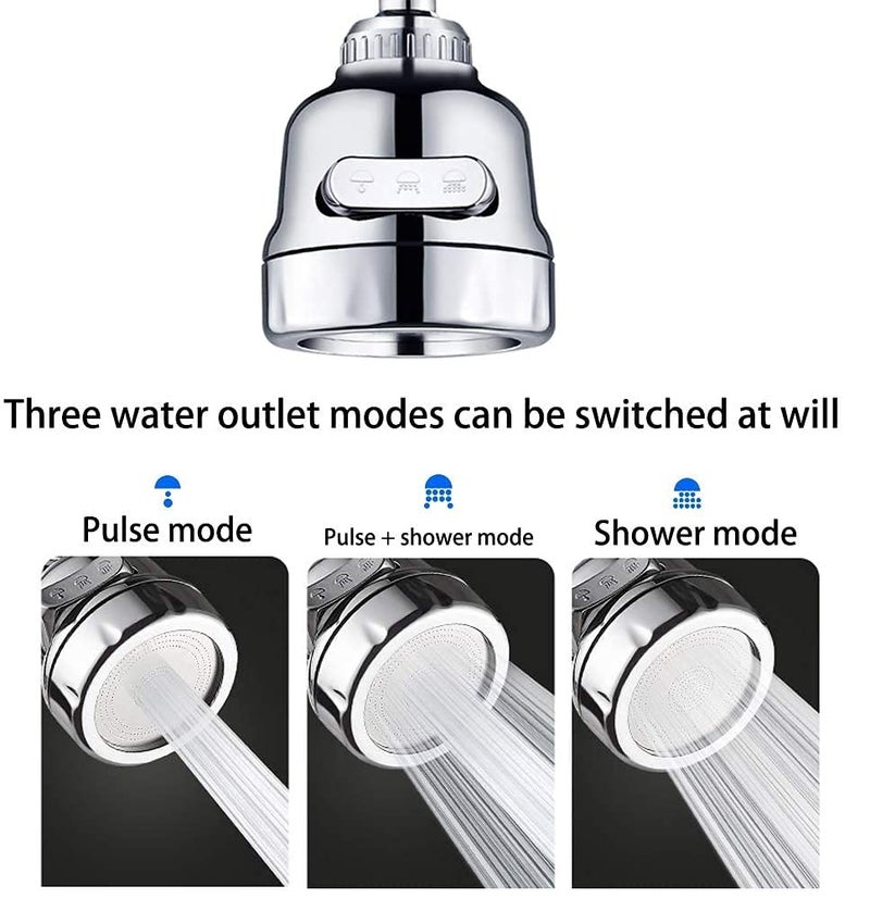 PRAYAS PRAYAS 360 Swivel Faucet Tap Aerator Adjustable 3 Mode Water Saving Faucet ABS Plastic Splash Proof Faucet Nozzle Filter Faucet Tap for Bathroom Kitchen Short  - Image 3