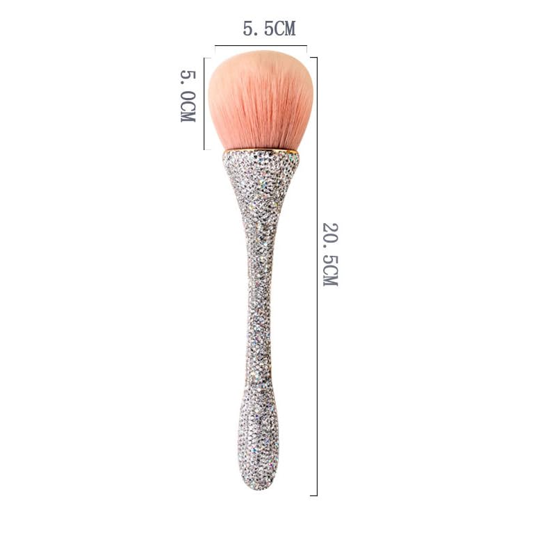 Bestbling Bling Rhinestone Large Mineral Powder Brush Makeup Brush Cosmetic Brush Foundation brush Perfect For Large Coverage Powder Bronzer Blush Blending Buffing 1 piece (Silver) - Image 2