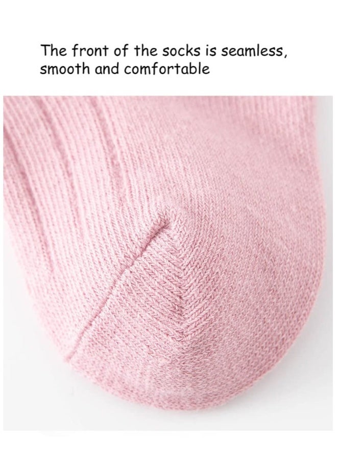 Baby Girls Knee High Socks Toddlers Newborn Infant Bow Princess Dress Dance Knit Socks Tube Ruffled Uniform Stockings, 5 Pairs, 1-3 Years - Image 3
