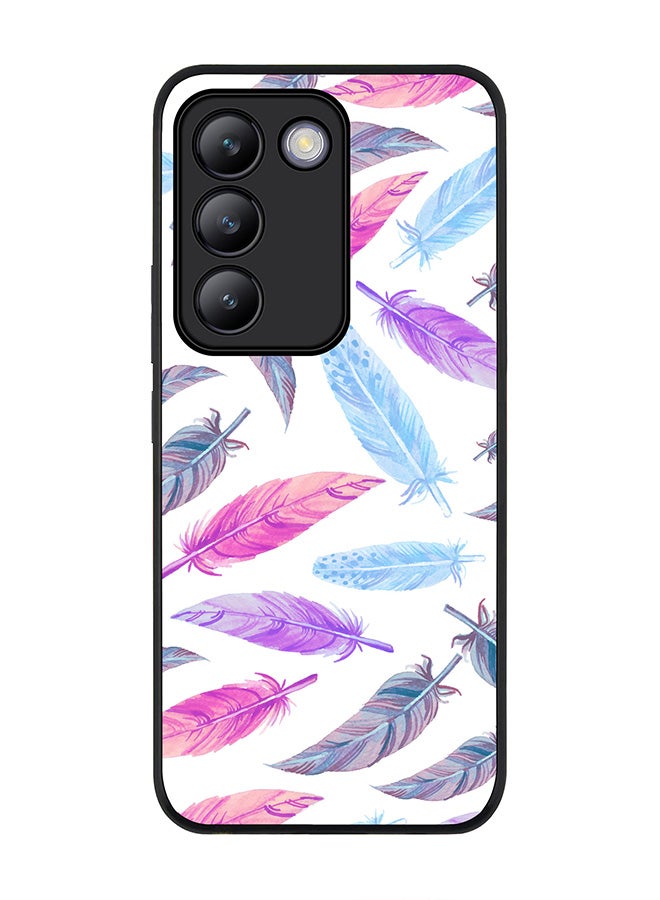 Stylizedd Rugged Black edge case for Vivo V30 Lite 5G, Slim fit Soft Case Flexible Rubber Edges Anti Drop TPU Gel Thin Cover -  Feather Colors - Image 1