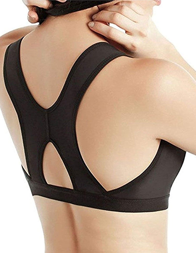 SHAPERX Women's Post-Surgical Front Closure Sports Bra Adjustable Wide Strap Racerback Support Bra,SZ83288-Black-M - Image 2