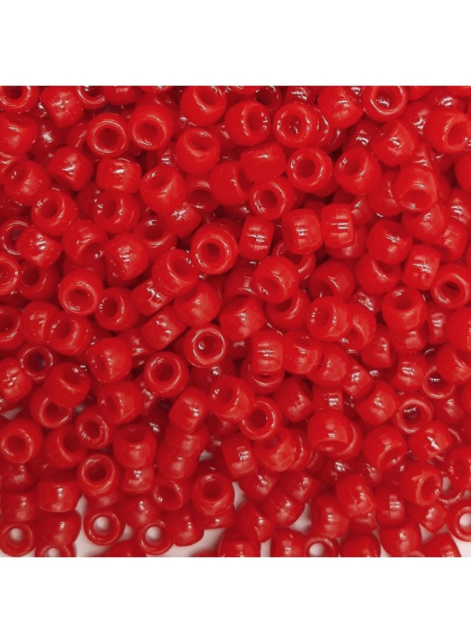 Capstro 1000PCS Large Hole 6x9mm Acrylic Pony Beads – Bright Red | DIY Jewelry Making Beads for Kids & Adults | Bulk Beading Kit for Bracelets, Necklaces, Keychains, Hair Braids & Arts and Crafts - Image 1